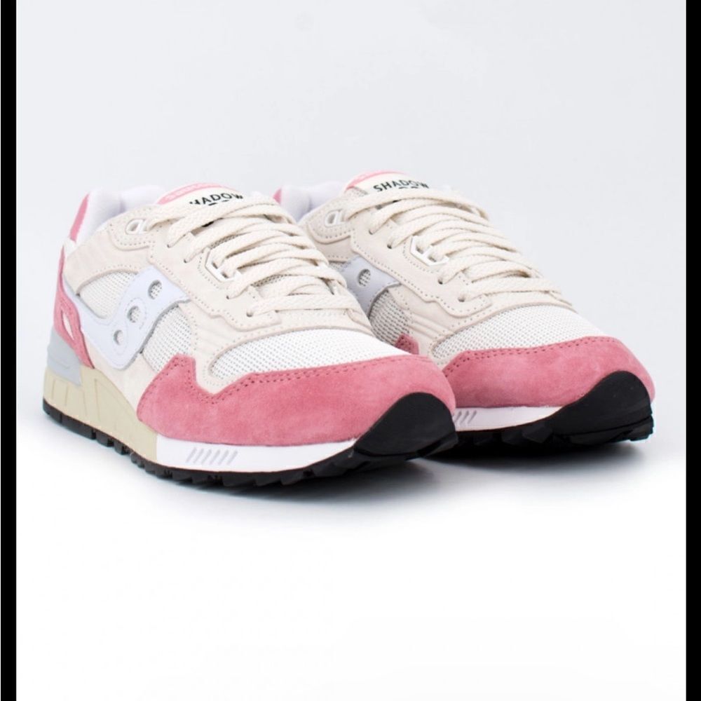 SAUCONY SHADOW 5000 MENS WHITE PINK‎ SNEAKERS ATHLETIC SHOES SIZE 9.5